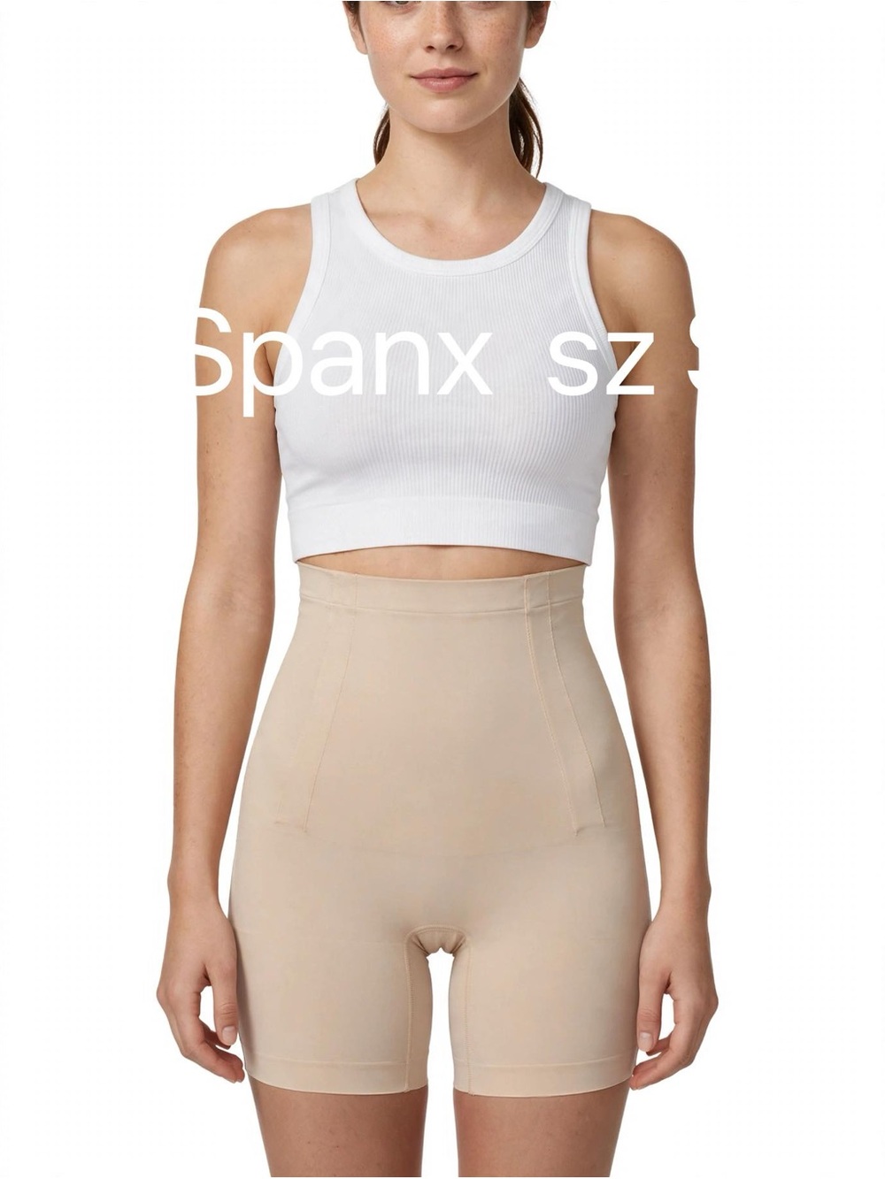 SPANX High-Waist Sculpting Shorts in Beige